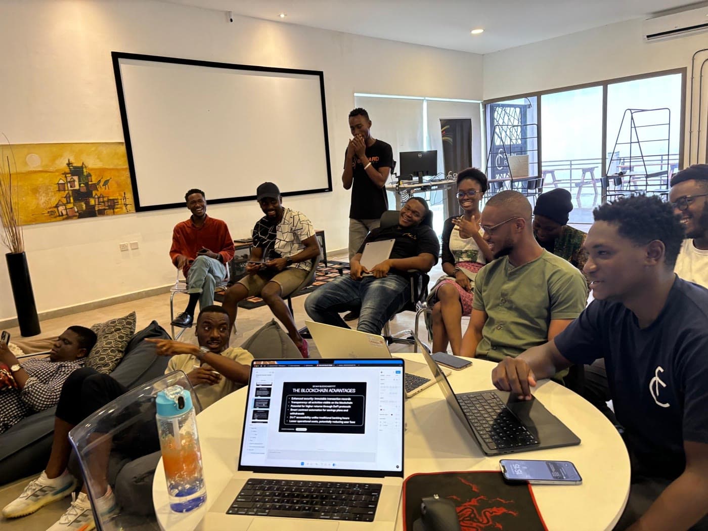 The weekly session at Christex Foundation, room laughing.