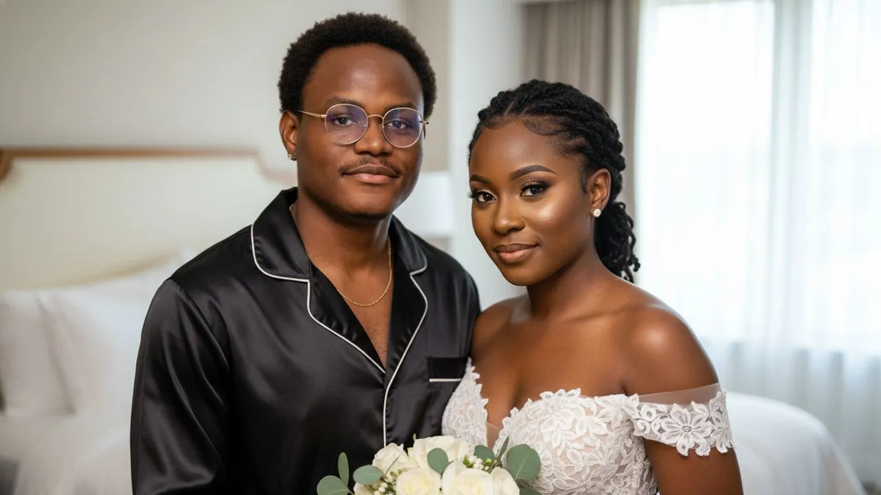 A “dream partner” generation: satin pyjamas beside a bride in a wedding dress