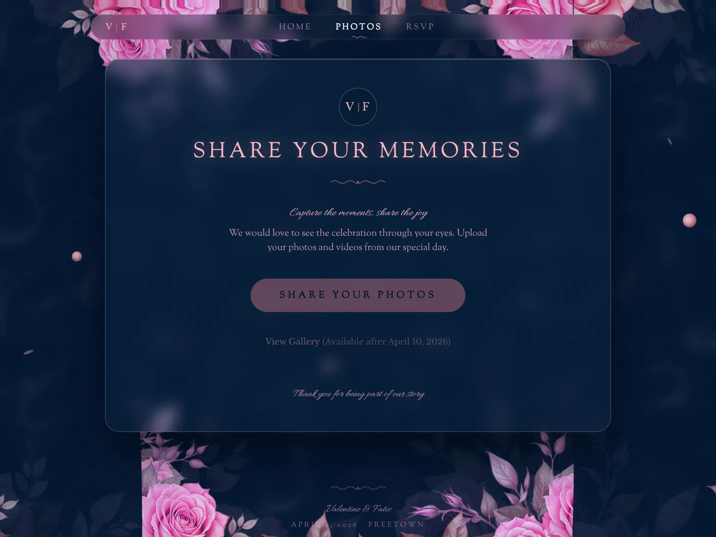 THE PHOTOS PAGE, ONE BUTTON AND ONE HONEST SENTENCE
